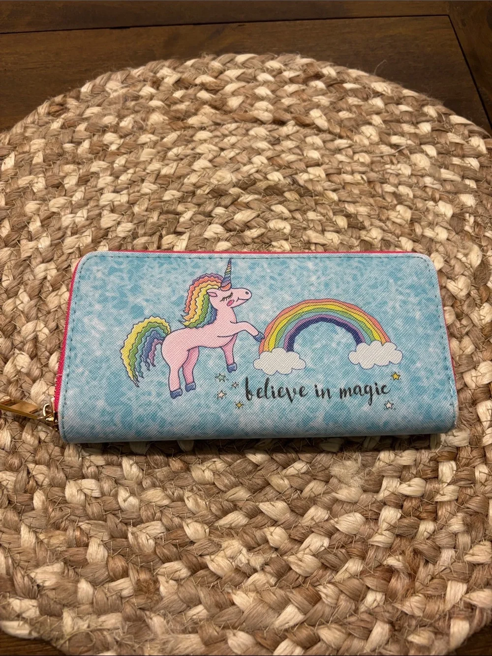 New Unicorn Zip Wallet - Pink & Blue 